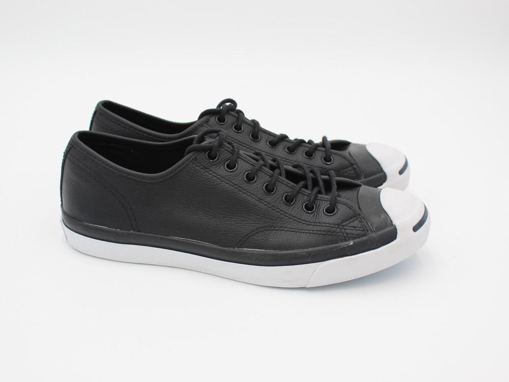 Converse Jack Purcell Leather Sneakers Mens 9.5 Black White Low Top Classic Cork